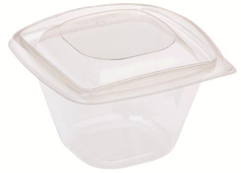 PLA Salatschale quadratisch 480 ml - mit Deckel