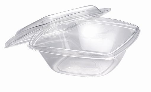 PLA Salatschale mit Deckel, quadratisch 720 ml, 19,2x19,2cm, 6,5cm tief