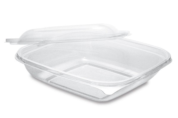 PLA Salatschale mit Deckel, quadratisch 360 ml, klar